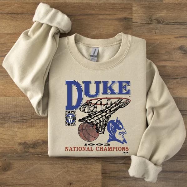 Vintage 90s 1992 Duke Blue Devils Basketball Sweatshirt Hoodie Tee – image 2, Duke Blue Devils Tee, Duke University Tee, duke shirt, duke sweatshirt, duke hoodie