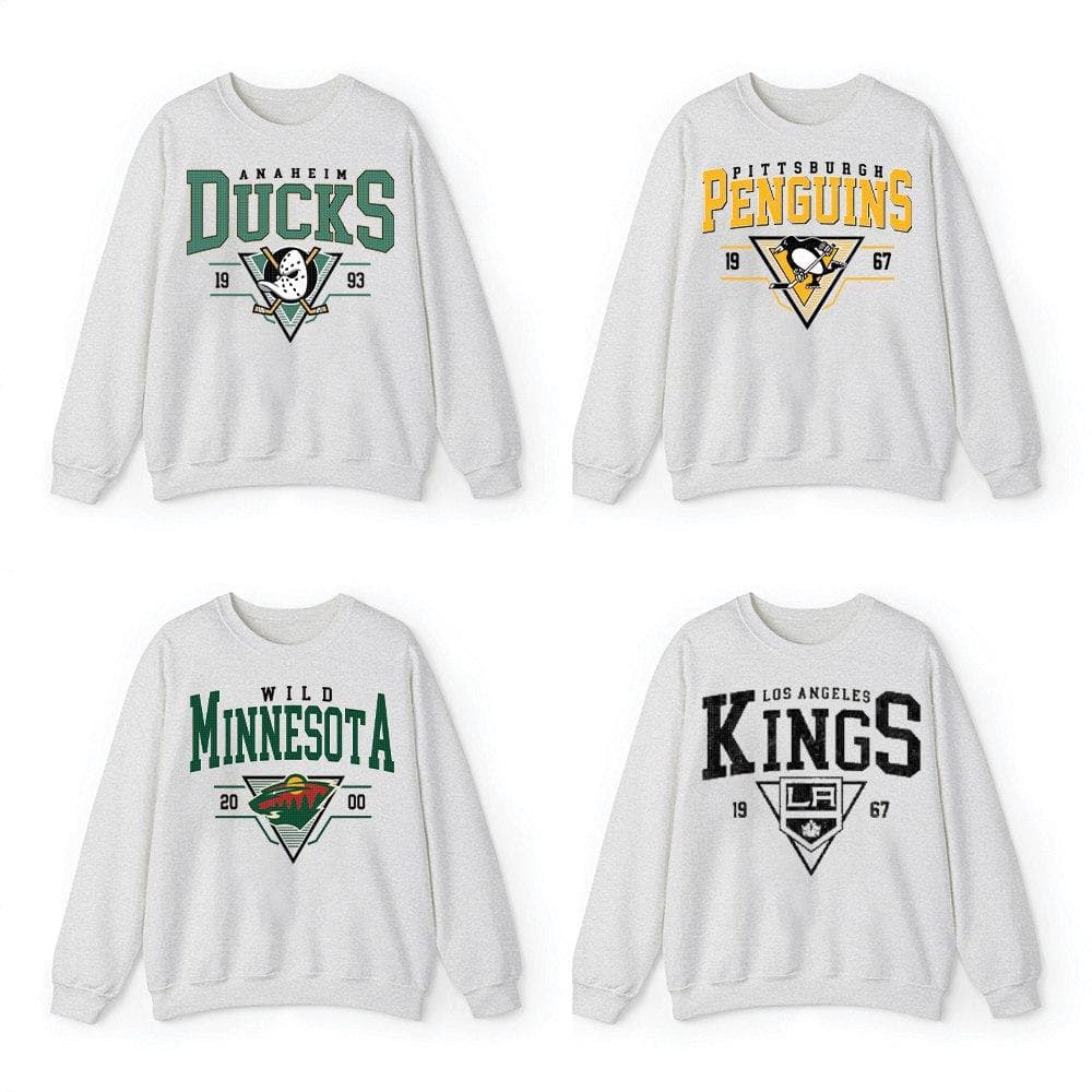 Vintage 90s All Team Hockey Sweatshirt, Crewneck T-Shirt,Hockey Gift for Hockey Fan Hoodie, Casual Outfit – image 1, NHL Tee, Anaheim Ducks Tee, Boston Bruins Tee, Buffalo Sabres Tee, Calgary Flames Tee, Carolina Hurricanes Tee, Chicago Blackhawks Tee
