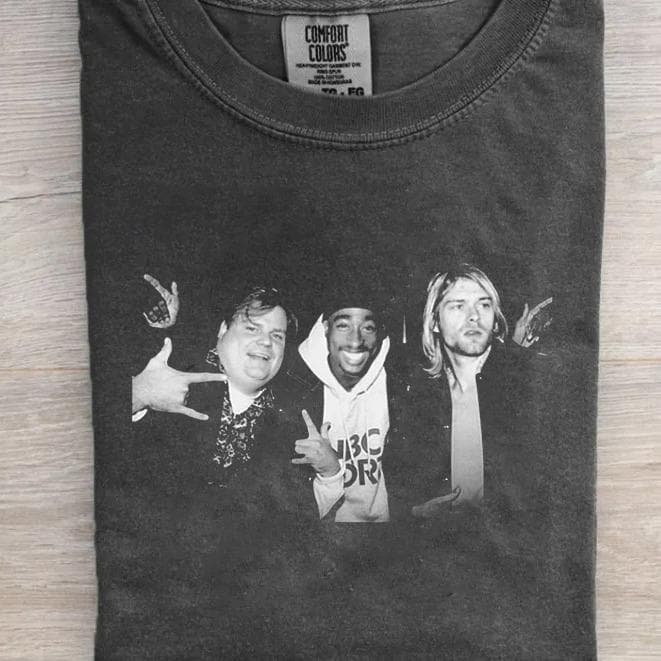 Vintage 90s streetwear hip hop T-shirt, Chris Farley 2pac and Kurt Cobain partying Unisex Men's T-shirt, Hip hop best seller 2pac Sweatshirt, Hoodie, Comfort Colors – image 1, hip hop Tee, hip hop Merch, hip hop Shirt, hip hop Sweatshirt, hip hop Hoodie, hip hop Clothes