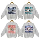 Vintage Todos los Equipos Fútbol Americano Sudadera, Big Words Logo and Gráfica Camisetas for Fútbol Americano Fans, Unisex Hoodie 1 small thumbnail