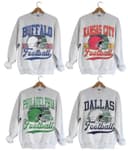 Vintage Todos los Equipos Fútbol Americano SweatCamiseta, Vintage Fútbol Americano Hoodie, Team Clásico Cuello Redondo Camiseta, Unisex Vintage Fútbol Americano SweatShir 1 small thumbnail