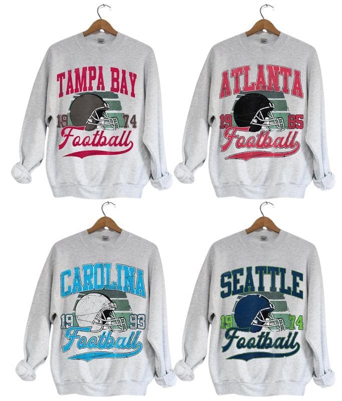 Vintage Todos los Equipos Fútbol Americano SweatCamiseta, Vintage Fútbol Americano Hoodie, Team Clásico Cuello Redondo Camiseta, Unisex Vintage Fútbol Americano SweatShir – image 3, NFL Tee, San Francisco 49ers Tee, Dallas Cowboys Tee, Detroit Lions Tee, Kansas City Chiefs Tee, Tampa Bay Buccaneers Tee, Arizona Cardinals Tee