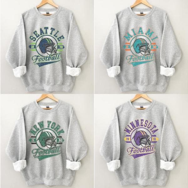 Sudadera Vintage de Todos los Equipos de Fútbol con Logo en Letras Grandes, Estilo Deportivo Unisex – image 1, NFL Tee, San Francisco 49ers Tee, Dallas Cowboys Tee, Detroit Lions Tee, Kansas City Chiefs Tee, Tampa Bay Buccaneers Tee, Arizona Cardinals Tee