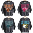 Vintage All Teams Football Graphic Dark Heather Sweatshirt With Big Words Logo, Vintage Crewneck Football Hometown Sweatshirt, Dark Heather Unisex Cotton Graphic Sweatshirt For Fan Ver 7 Casual Round Neck 1 small thumbnail