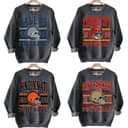 Vintage Todos los Equiposs Fútbol Americano Pullovers Black Sudadera With Big Words Logo, Vintage Fútbol Americano Hometown Hoodie, Unisex Cotton Gráfica Camiseta 1 small thumbnail