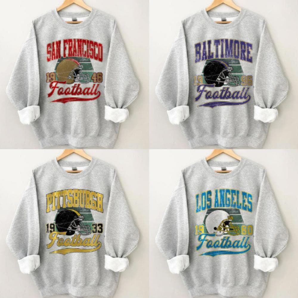 Vintage All Teams Football Sweatshirt Collection, Personalize Football Team T-Shirt – image 2, NFL Tee, San Francisco 49ers Tee, Dallas Cowboys Tee, Detroit Lions Tee, Kansas City Chiefs Tee, Tampa Bay Buccaneers Tee, Arizona Cardinals Tee