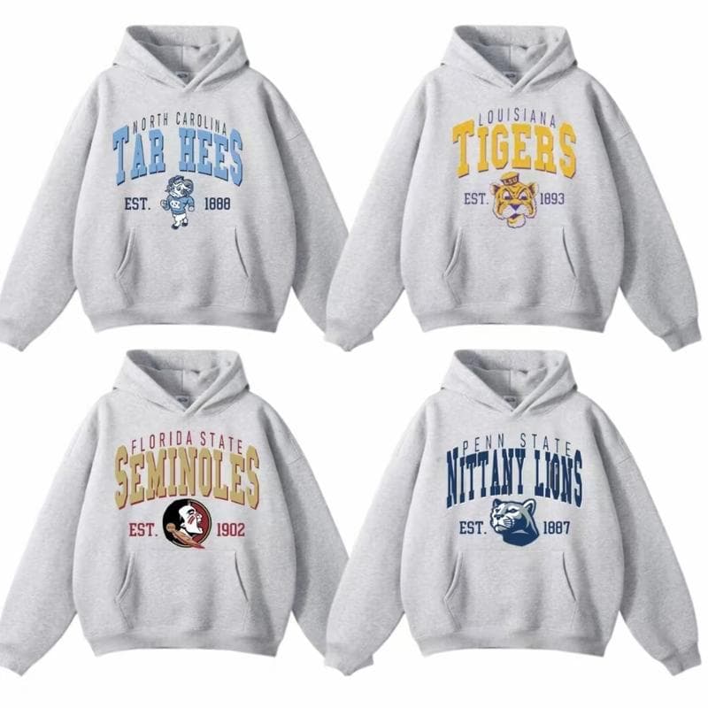 Sudadera con Capucha Gráfica Unisex Vintage NCAA All Teams - Algodón – image 3, Vintage College Tee, NCAA T-Shirt, Alabama Crimson Tide tshirt, Ohio State Buckeyes tshirt, Texas Longhorns tshirt, Georgia Bulldogs tshirt, Michigan Wolverines tshirt