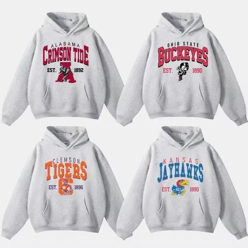 Sudadera con Capucha Gráfica Unisex Vintage NCAA All Teams - Algodón – image 2, Vintage College Tee, NCAA T-Shirt, Alabama Crimson Tide tshirt, Ohio State Buckeyes tshirt, Texas Longhorns tshirt, Georgia Bulldogs tshirt, Michigan Wolverines tshirt