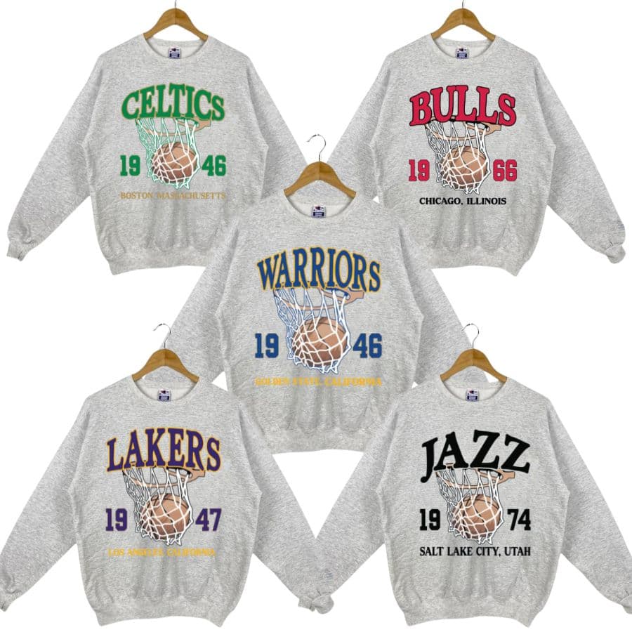 Vintage Basketball Sweatshirt, Basketball all Team Sweatshirt Collection, Gift Fans, For Women, For Men. – image 1, NBA Tee, Los Angeles Lakers Tee, Golden State Warriors Tee, Chicago Bulls Tee, Cleveland Cavaliers Tee, Boston Celtics Tee, Miami Heat Tee