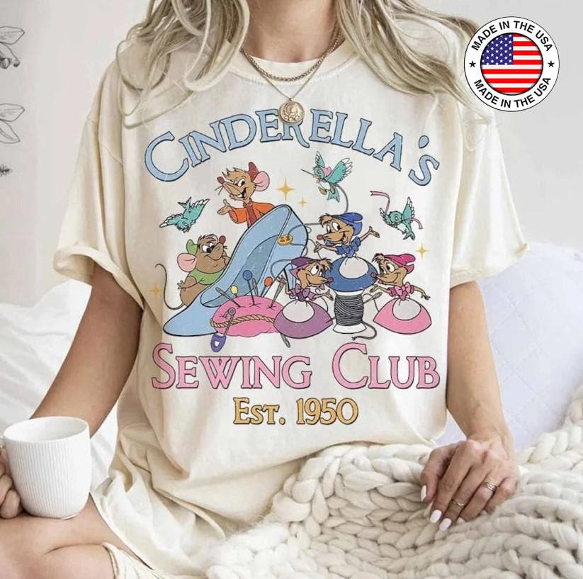 Vintage Cinderella Sewing Club 1950, Jaq Gus Mousee Family 2024 Shirt – image 1, Cinderella Sewing Club 1950 Tee, Cinderella Sewing Club 1950 Merch, Cinderella Sewing Club 1950 Shirt, Cinderella Sewing Club 1950 Sweatshirt, Cinderella Sewing Club 1950 Hoodie, Cinderella Sewing Club 1950 Clothes