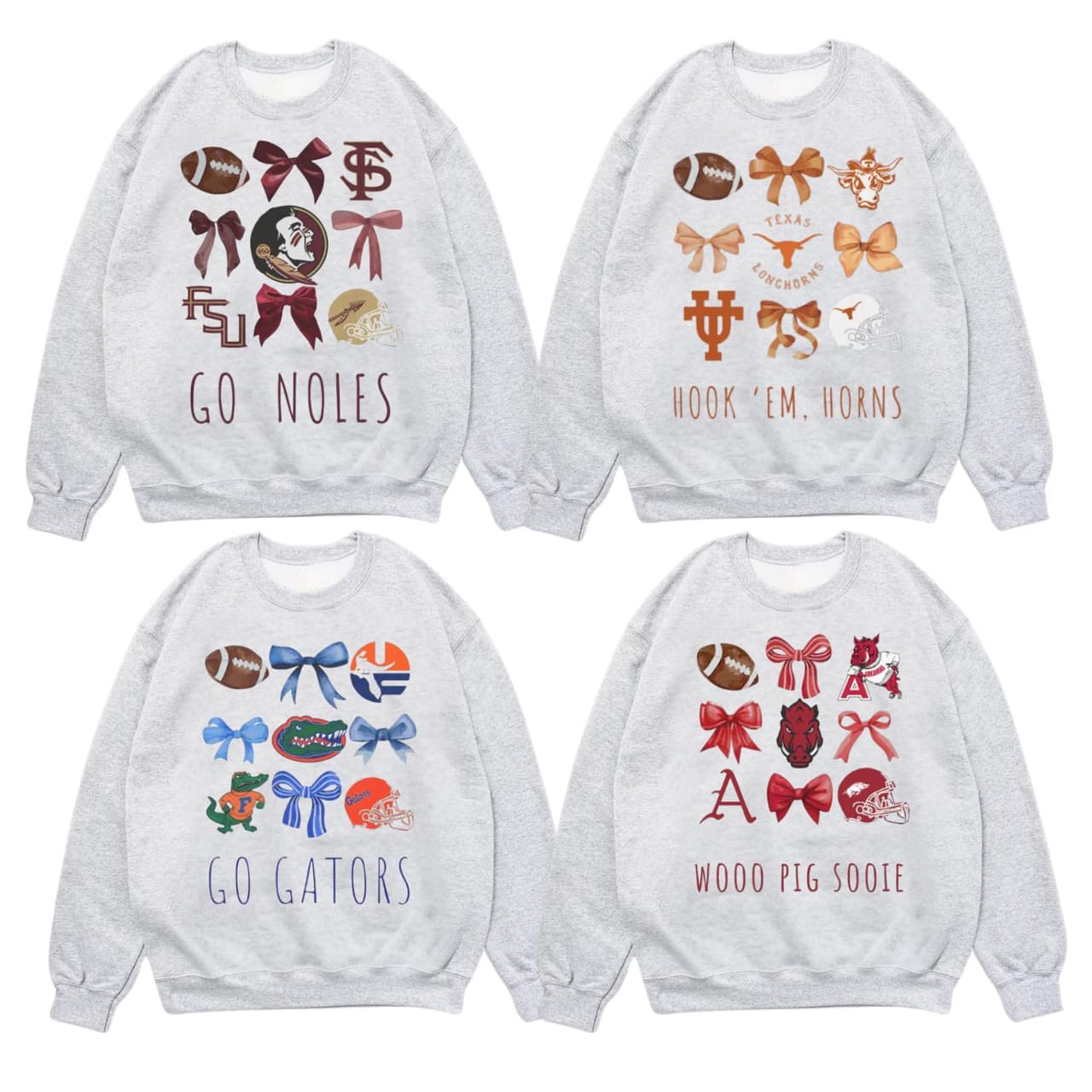 Vintage Universitaria Fútbol Americano Bows Inspirado Cuello Redondo Sudadera, Vintage Fútbol Americano Coquette Camiseta, Vintage Cuello Redondos Hoodie Jersey – image 2, Vintage College Tee, NCAA T-Shirt, Alabama Crimson Tide tshirt, Ohio State Buckeyes tshirt, Texas Longhorns tshirt, Georgia Bulldogs tshirt, Michigan Wolverines tshirt