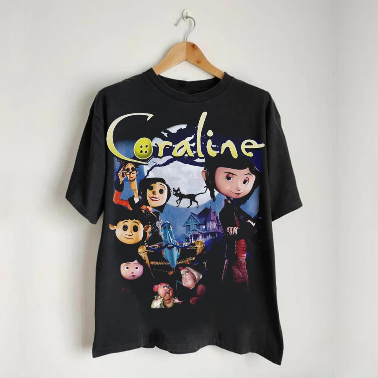 Vintage Coraline T-Shirt | Horror Coraline Doll Halloween Tee – image 1, Coraline Tee, Coraline Merch, Coraline Shirt, Coraline Sweatshirt, Coraline Hoodie, Coraline Clothes