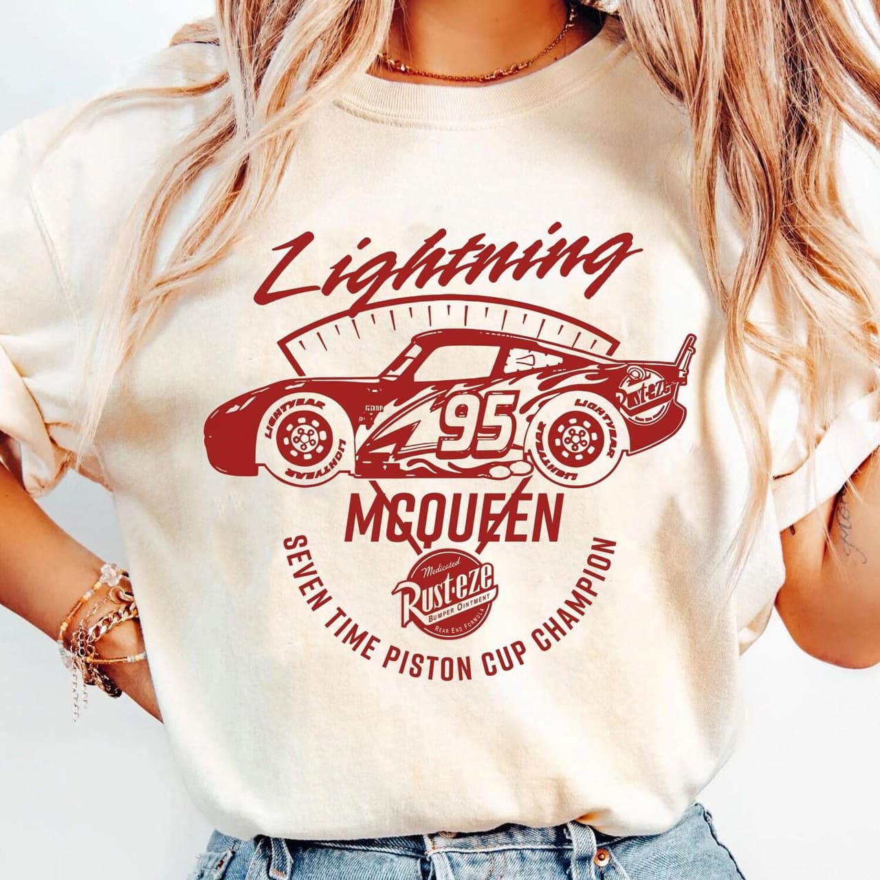 Vintage Disneey Cars Lightning McQueen 95 Rust-Eze Comfort Colors Shirt – image 1, McQueen Tee, McQueen Merch, McQueen Shirt, McQueen Sweatshirt, McQueen Hoodie, McQueen Clothes