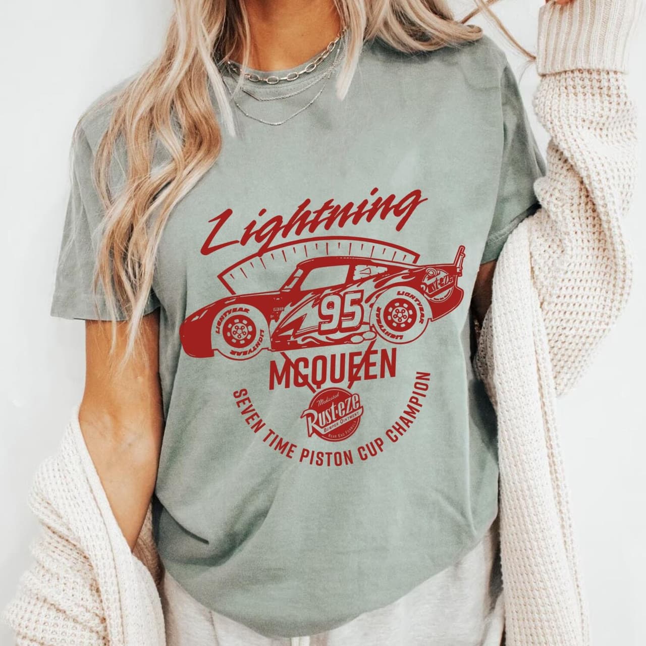 Vintage Disneey Cars Lightning McQueen 95 Rust-Eze Comfort Colors Shirt – image 4, McQueen Tee, McQueen Merch, McQueen Shirt, McQueen Sweatshirt, McQueen Hoodie, McQueen Clothes