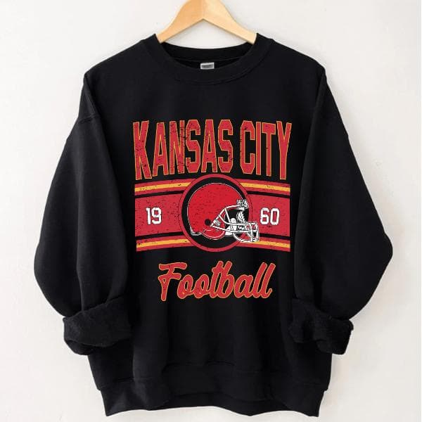 Vintage Kansas City Football Sweater, Classic Crewneck Sweatshirt – image 2, Kansas City Chiefs Tee, kansas chiefs merch, travis kelce shirt, travis kelce tshirt, kansas city chiefs sweatshirt, chiefs sweatshirts, kc chiefs sweatshirts