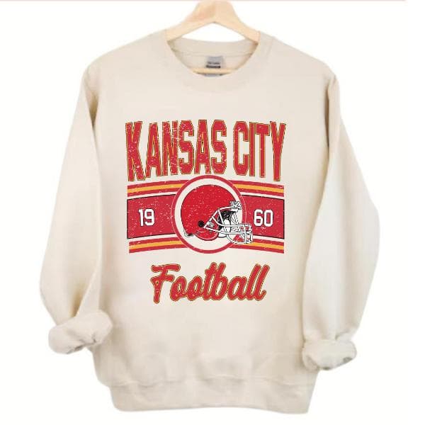 Vintage Kansas City Football Sweater, Classic Crewneck Sweatshirt – image 3, Kansas City Chiefs Tee, kansas chiefs merch, travis kelce shirt, travis kelce tshirt, kansas city chiefs sweatshirt, chiefs sweatshirts, kc chiefs sweatshirts