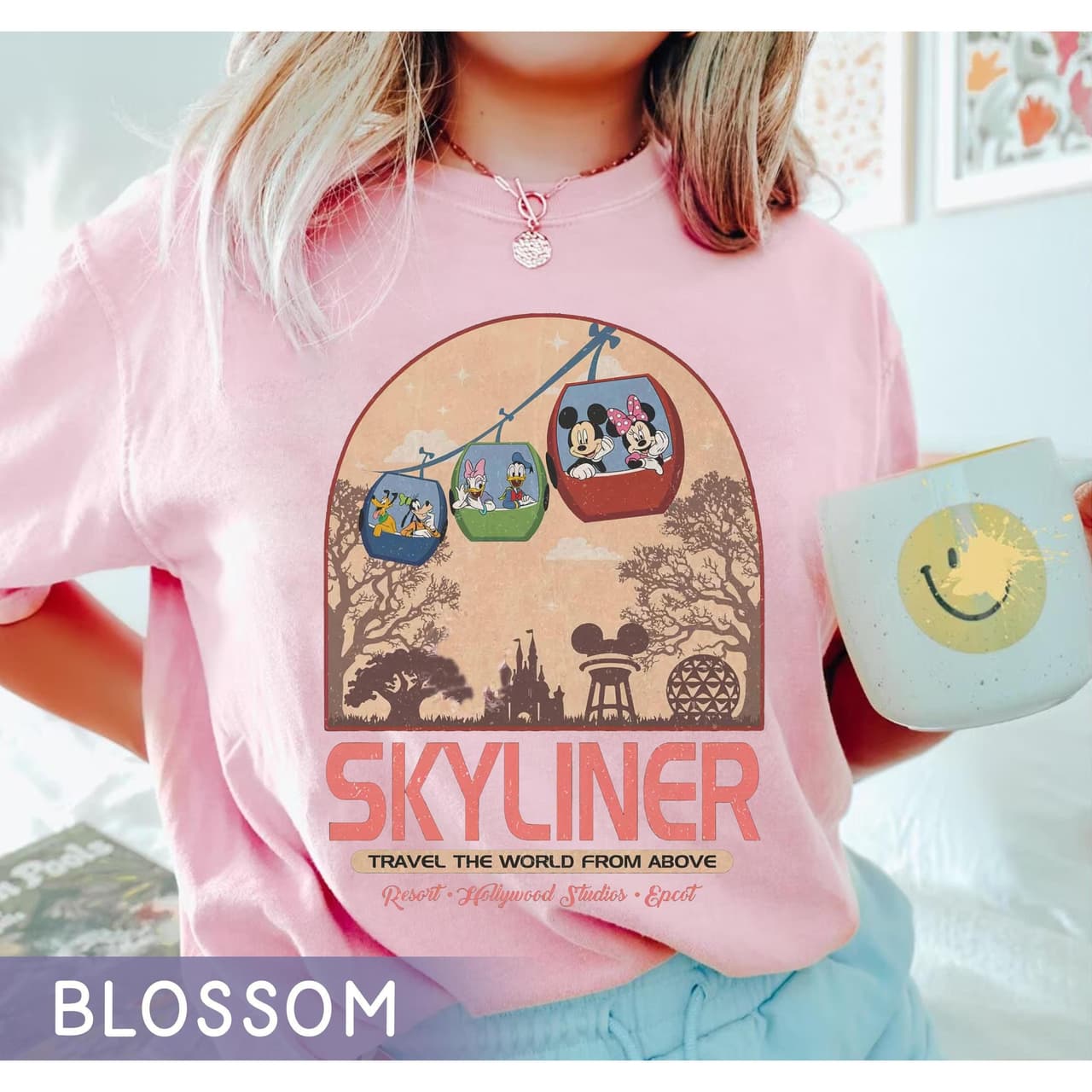 Vintage Mickey & Friends Disney Skyliner Epcot Washed Tee – image 4, disney shirt, cameron boyce merch, disney shirts for women, disney tee shirts womens, womens disney tee, disney family shirts, disney t shirts family
