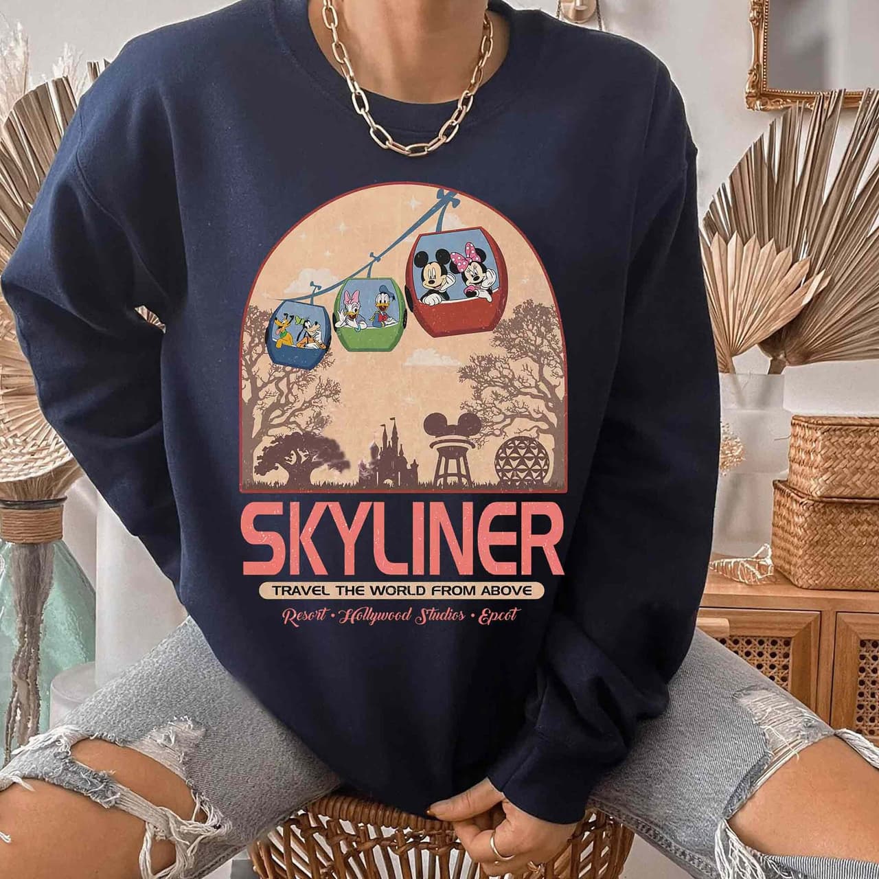 Vintage Mickey & Friends Disney Skyliner Epcot Washed Tee – image 3, disney shirt, cameron boyce merch, disney shirts for women, disney tee shirts womens, womens disney tee, disney family shirts, disney t shirts family