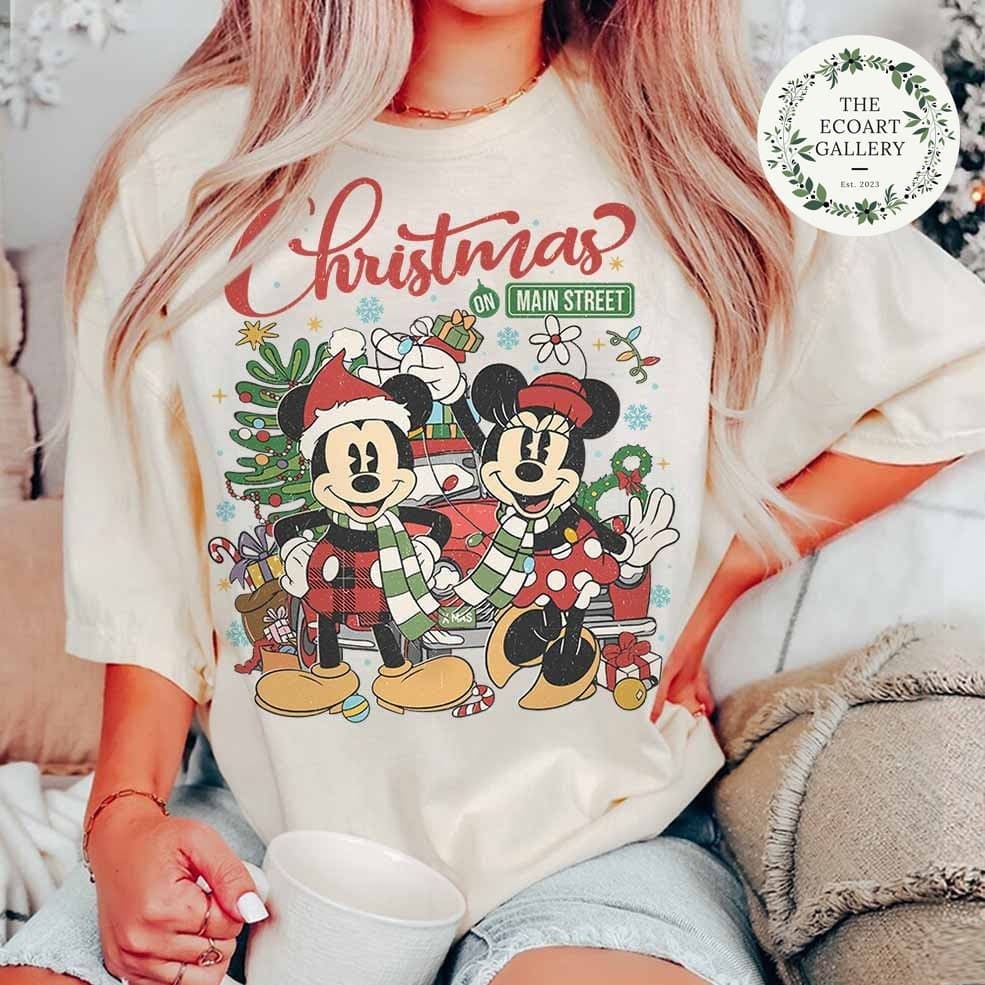 Vintage Mickey Minnie Christmas Main Street Shirt, Retro Party 2023 – image 1, Mickey Minnie Tee, Mickey Minnie Merch, Mickey Minnie Shirt, Mickey Minnie Sweatshirt, Mickey Minnie Hoodie, Mickey Minnie Clothes