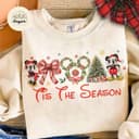 Vintage Mickey Minnie Christmas Shirt: Tree, Lights, Coquette Bow 1 small thumbnail