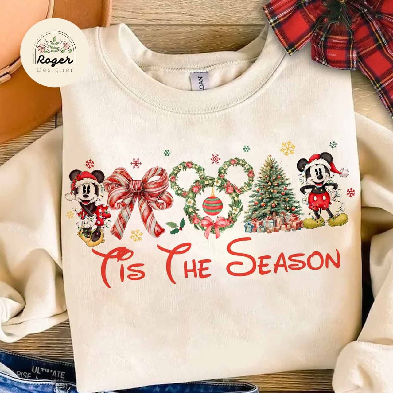 Vintage Mickey Minnie Christmas Shirt: Tree, Lights, Coquette Bow – image 1, Mickey Tee, Mickey Merch, Mickey Shirt, Mickey Sweatshirt, Mickey Hoodie, Mickey Clothes