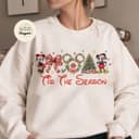 Vintage Mickey Minnie Christmas Shirt: Tree, Lights, Coquette Bow 2 small thumbnail