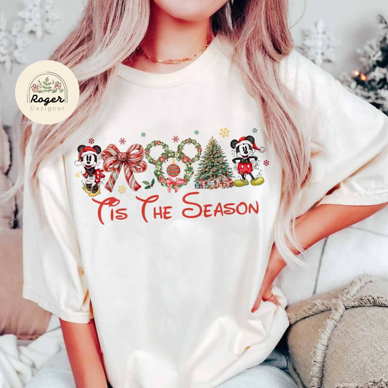 Vintage Mickey Minnie Christmas Shirt: Tree, Lights, Coquette Bow – image 3, Mickey Tee, Mickey Merch, Mickey Shirt, Mickey Sweatshirt, Mickey Hoodie, Mickey Clothes