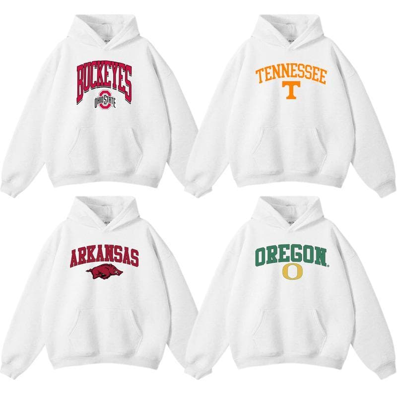 Sudadera Blanca Unisex NCAA Vintage Team - Ropa Gráfica para Fans – image 4, Vintage College Tee, NCAA T-Shirt, Alabama Crimson Tide tshirt, Ohio State Buckeyes tshirt, Texas Longhorns tshirt, Georgia Bulldogs tshirt, Michigan Wolverines tshirt