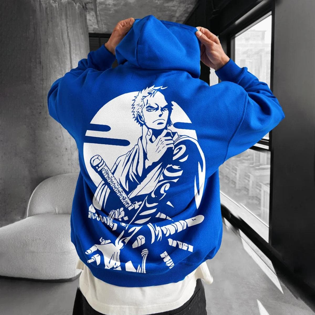 Vintage One Piece Zoro Swordsman Hoodie | 2-Sided 90s Anime Manga Graphic – image 1, One Piece Tee, One Piece Merch, One Piece Shirt, One Piece Sweatshirt, One Piece Hoodie, One Piece Clothes