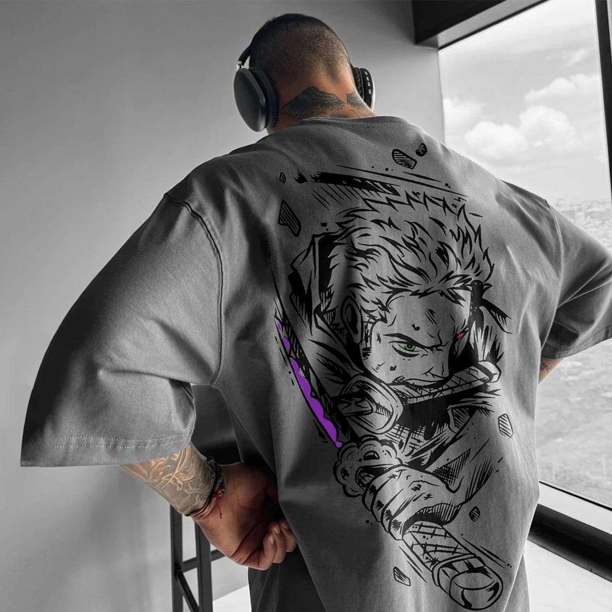 Vintage One Piece Zoro Swordsman Hoodie | 2-Sided 90s Anime Manga Graphic – image 2, One Piece Tee, One Piece Merch, One Piece Shirt, One Piece Sweatshirt, One Piece Hoodie, One Piece Clothes