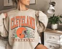 Vintage Style Cleveland Football Sweatshirt, Cleveland Football Shirt, Retro Cleveland Hoodie, Football Crewneck Sweatshirt, Hoodie, Comfort Colors 3 small thumbnail