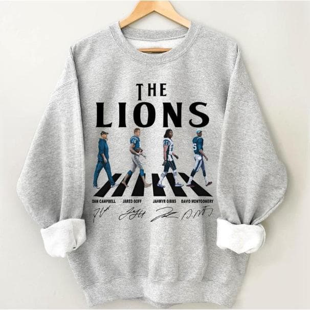 Walking Road Sudadera de Fútbol Vintage - Regalo para Fan, Él, Ella – image 1, Detroit Lions Tee, detroit lions shirt, detroit lions tee shirts, detroit lions football shirt, detroit lions sweat shirt, nflshop lions, lions sweatshirt