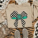 Western Checkered Turquoise Ribbon Women's Hoodie 1 small thumbnail