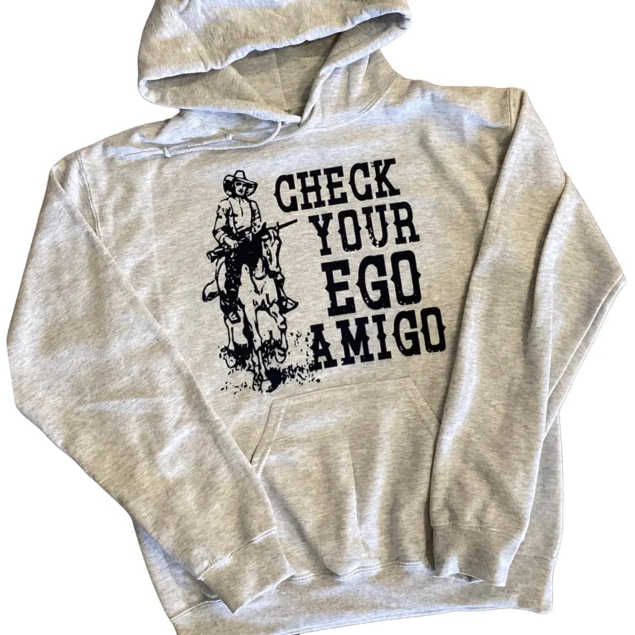 Sudadera Vaquera Western: 'Check Your Ego Amigo' Atuendo para Mujer – image 1, Western Cowboy Tee, Western Cowboy Merch, Western Cowboy Shirt, Western Cowboy Sweatshirt, Western Cowboy Hoodie, Western Cowboy Clothes