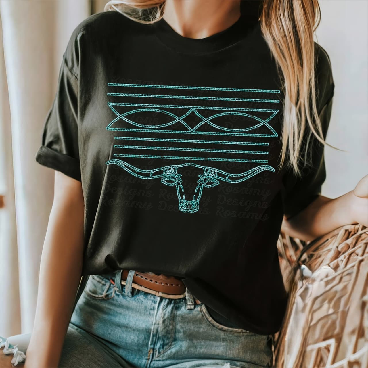 Western Cowgirl Tops: Boot Stitch Shirt & Long Horn Turquoise Sweatshirt – image 2, Western Cowgirl Tee, Western Cowgirl Merch, Western Cowgirl Shirt, Western Cowgirl Sweatshirt, Western Cowgirl Hoodie, Western Cowgirl Clothes