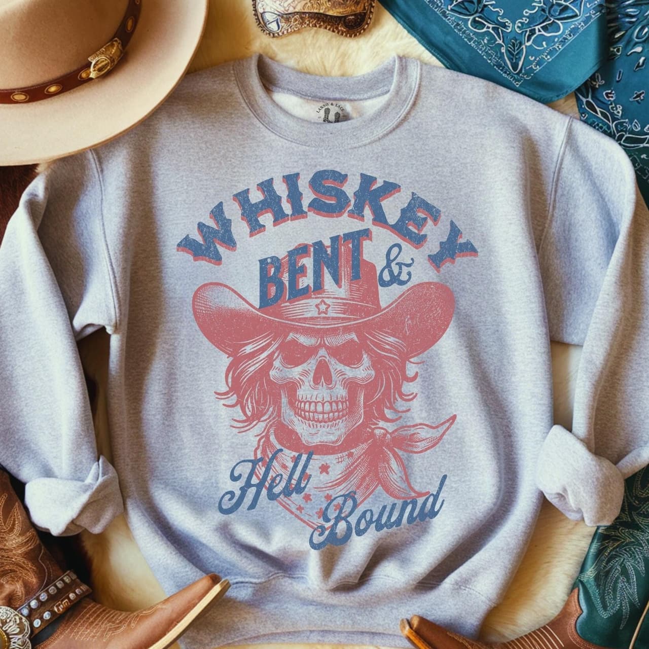 Whiskey Bent Hell Bound Cowgirl Western Country Music Crewneck – image 1, Whiskey Bent Hell Bound Cowgirl Tee, Whiskey Bent Hell Bound Cowgirl Merch, Whiskey Bent Hell Bound Cowgirl Shirt, Whiskey Bent Hell Bound Cowgirl Sweatshirt, Whiskey Bent Hell Bound Cowgirl Hoodie, Whiskey Bent Hell Bound Cowgirl Clothes