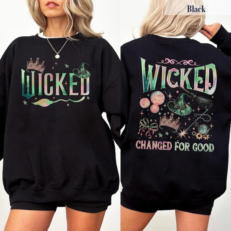 Wicked Movie Musical Gift: Oz Fan Sweatshirt, Hoodie, T-Shirt Pink/Green – image 1, Wicked Movie Tee, Wicked Movie Merch, Wicked Movie Shirt, Wicked Movie Sweatshirt, Wicked Movie Hoodie, Wicked Movie Clothes