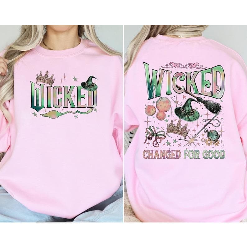 Wicked Movie Musical Gift: Oz Fan Sweatshirt, Hoodie, T-Shirt Pink/Green – image 3, Wicked Movie Tee, Wicked Movie Merch, Wicked Movie Shirt, Wicked Movie Sweatshirt, Wicked Movie Hoodie, Wicked Movie Clothes