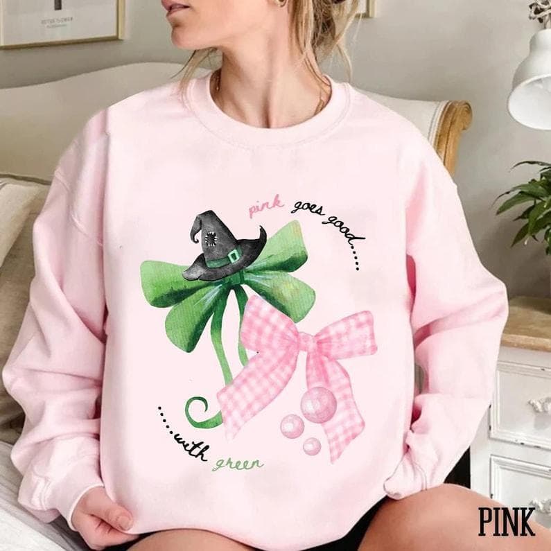 Wicked Movie Sweatshirt Hoodie: Elphaba Glinda Coquette Glitter Bow – image 1, Wicked Tee, Wicked Merch, Wicked Shirt, Wicked Sweatshirt, Wicked Hoodie, Wicked Clothes
