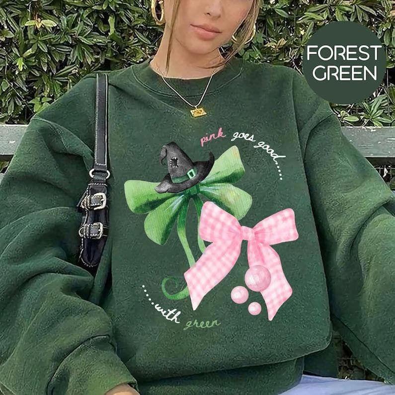 Wicked Movie Sweatshirt Hoodie: Elphaba Glinda Coquette Glitter Bow – image 4, Wicked Tee, Wicked Merch, Wicked Shirt, Wicked Sweatshirt, Wicked Hoodie, Wicked Clothes