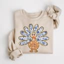 Women's Grand Millennial Thanksgiving Turkey Coquette Sweatshirt 1 small thumbnail