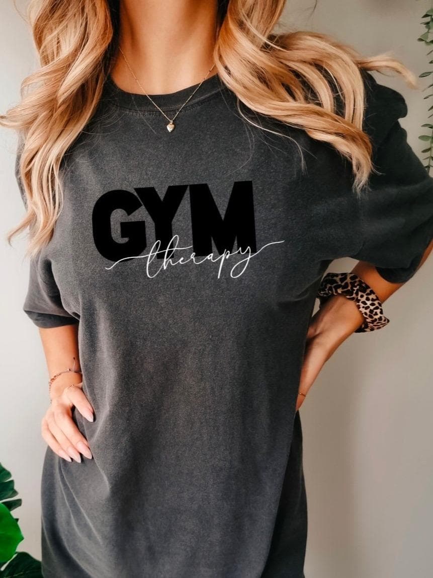 Women's Gym Workout Shirt: Oversized, Therapy, Minimalist, Hoodie – image 1, Gym Workout Tee, Gym Workout Merch, Gym Workout Shirt, Gym Workout Sweatshirt, Gym Workout Hoodie, Gym Workout Clothes