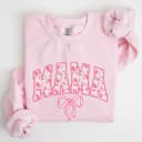 Women's Mama Coquette Pink Bows Soft Girl Era Sweatshirt Hoodie 4 small thumbnail