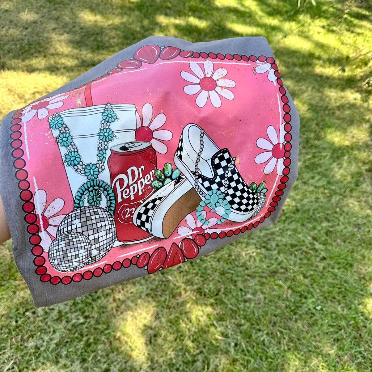 Women's Western Dr. Pepper Floral Graphic Tee, Sweatshirt & Hoodie – image 1, Dr Pepper Tee, Dr Pepper Merch, Dr Pepper Shirt, Dr Pepper Sweatshirt, Dr Pepper Hoodie, Dr Pepper Clothes Tee, Dr Pepper Tee