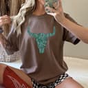Women's Western Style Turquoise Long Horn, Cowgirl shirt, Sweatshirt, Hoodie JPO3C 4 small thumbnail