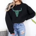 Women's Western Style Turquoise Long Horn, Cowgirl shirt, Sweatshirt, Hoodie JPO3C 2 small thumbnail
